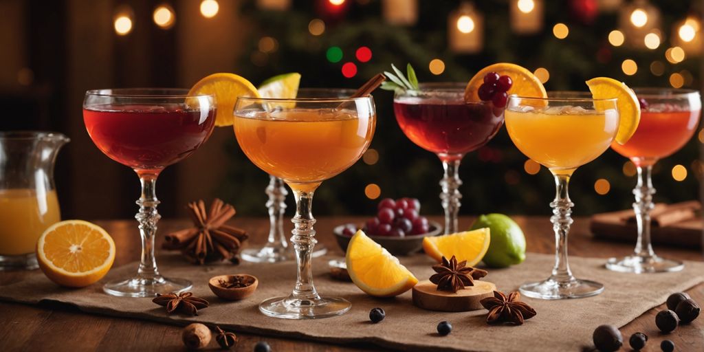 Festive bourbon cocktails with seasonal garnishes