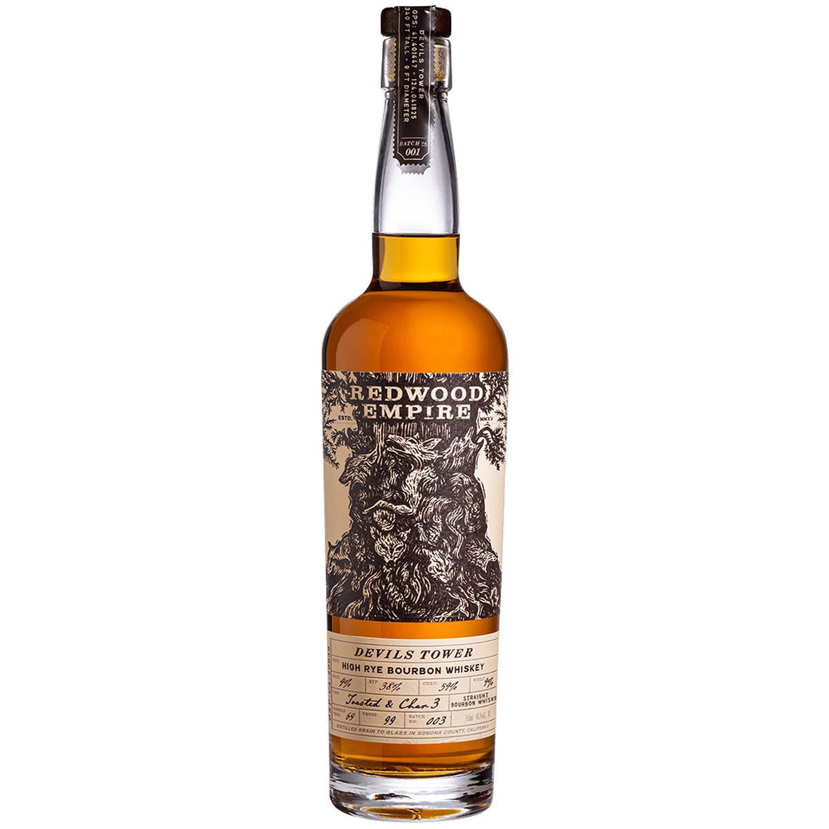 Redwood Empire Devils Tower High Rye Bourbon Batch 003, 99 proof, 750ml bottle
